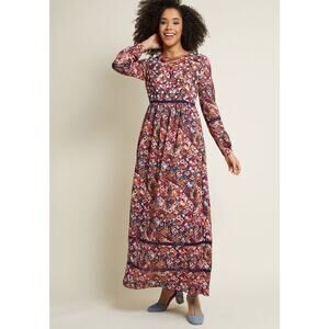 [Modcloth] Ravishing Matters Floral Print Daisy Appliques Maxi Dress Pockets 1X